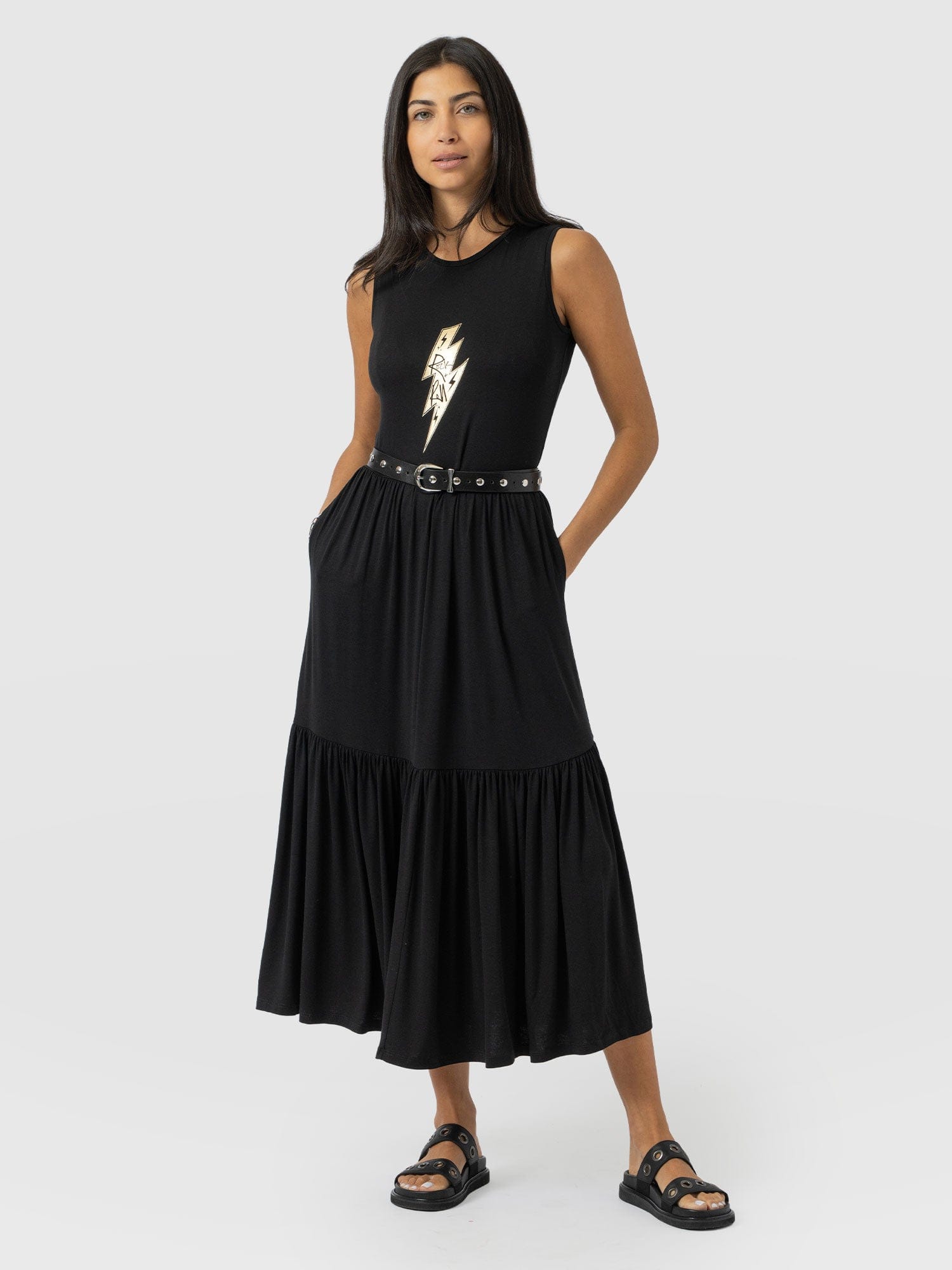women's fit dresses Roma Cocoa Striped Cutout Maxi Dress - M Size - Women's Dresses main image 0