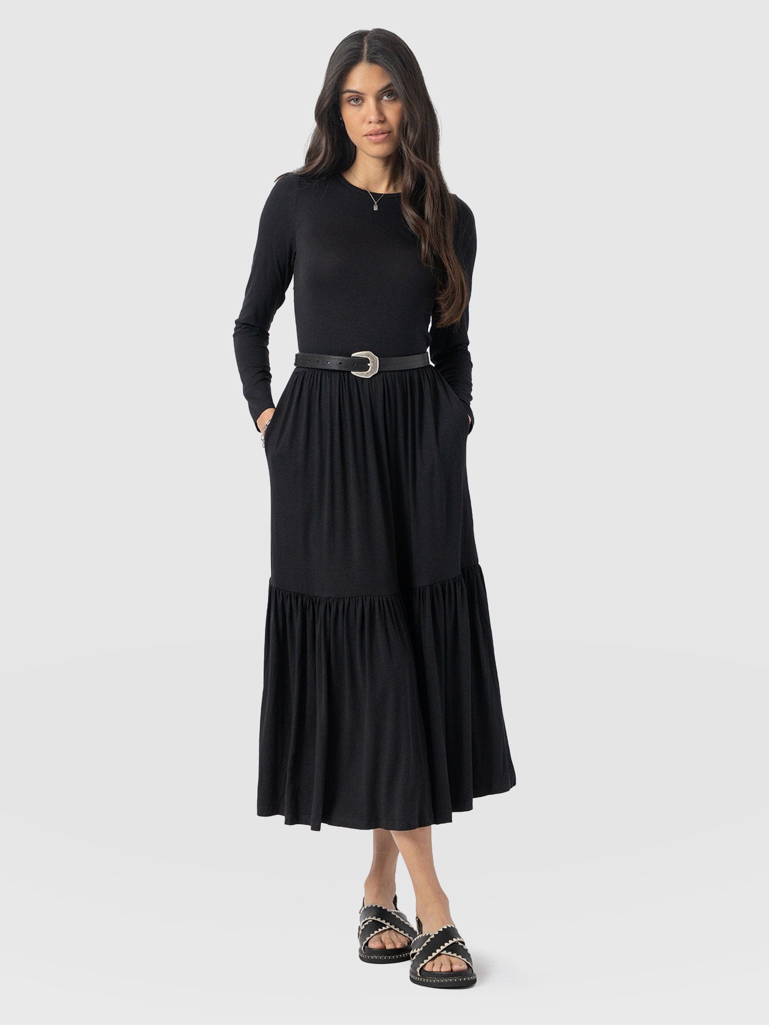 fitted lace wedding dress Greenwich Dress Black Sleeves - Women's Dresses