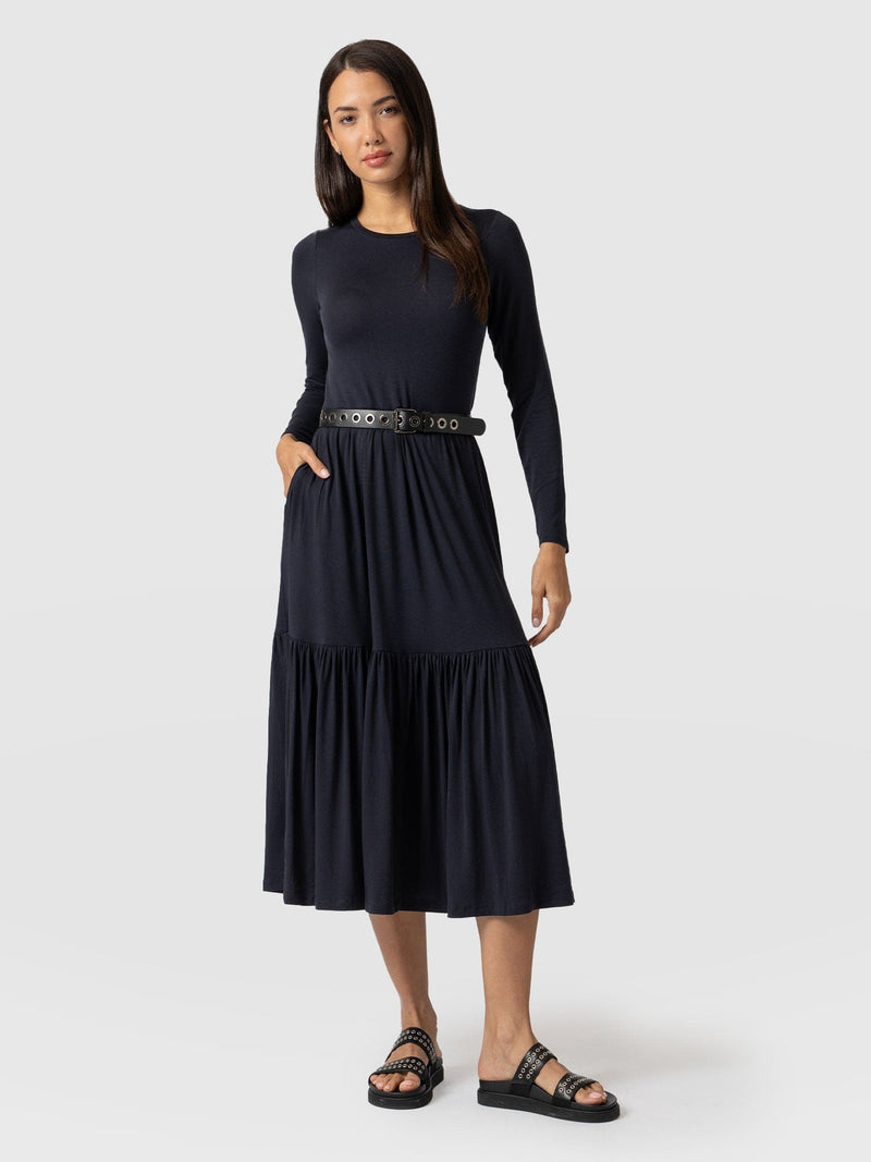 Greenwich Dress Navy Sleeves - Women's Dresses | Saint and Sofia® USA