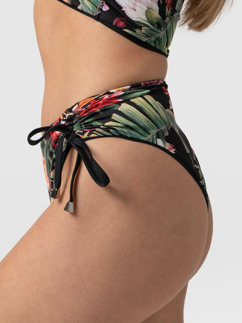 Halina Reversible Bikini Bottom Tropics/Black - Women's Swimwear | Saint + Sofia® USA
