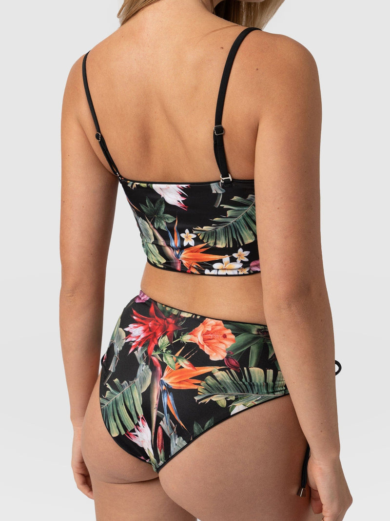 Halina Reversible Bikini Bottom Tropics/Black - Women's Swimwear | Saint + Sofia® USA