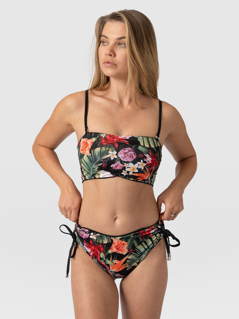 Halina Reversible Bikini Bottom Tropics/Black - Women's Swimwear | Saint + Sofia® USA