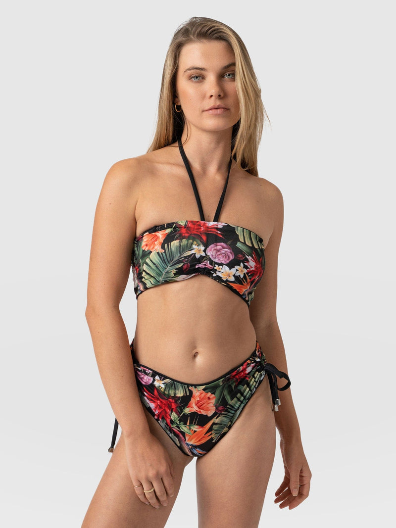 Halina Reversible Bikini Bottom Tropics/Black - Women's Swimwear | Saint + Sofia® USA