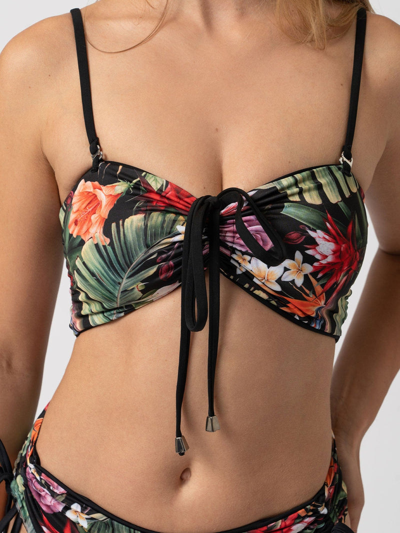 Halina Reversible Bikini Top Tropics/Black - Women's Swimwear | Saint + Sofia® USA