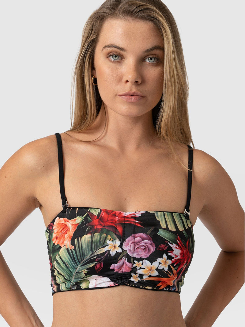 Halina Reversible Bikini Top Tropics/Black - Women's Swimwear | Saint + Sofia® USA
