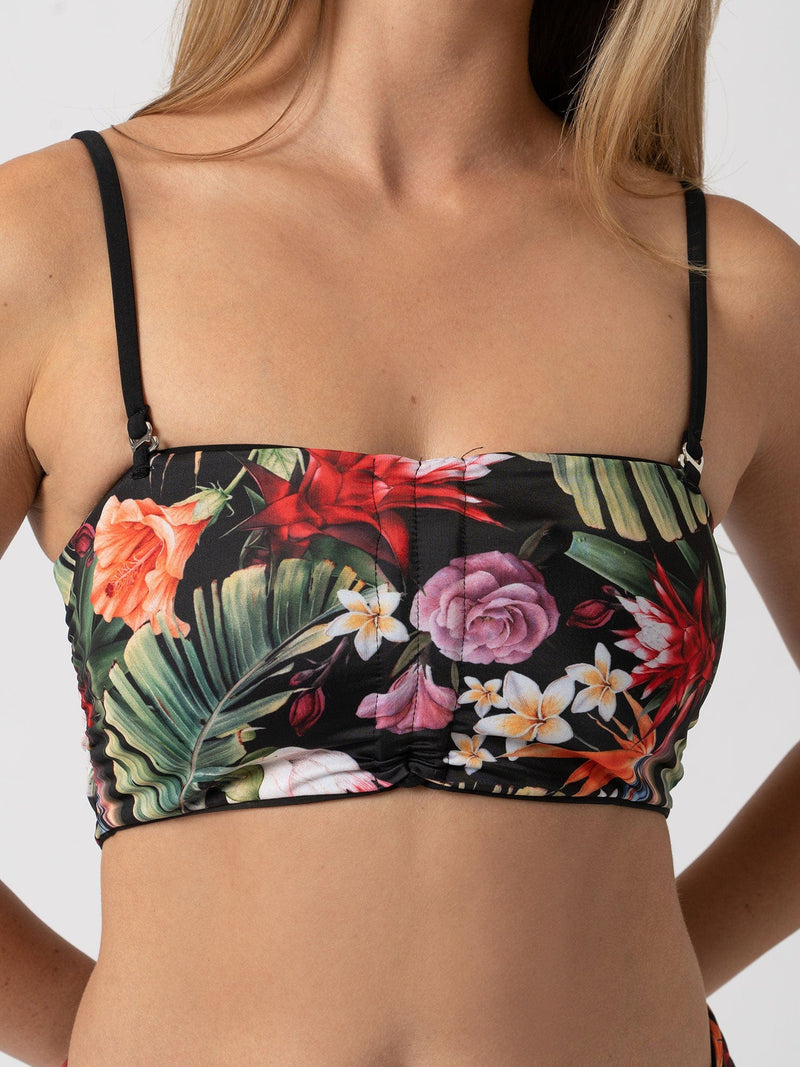 Halina Reversible Bikini Top Tropics/Black - Women's Swimwear | Saint + Sofia® USA