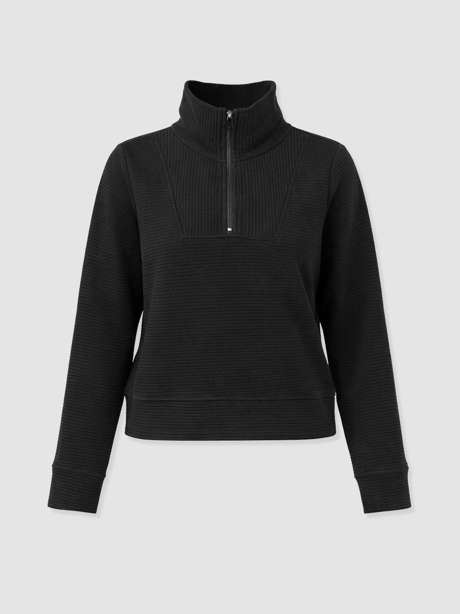 Halsey Quarter Zip - Black Ottoman - Women's Sweaters | Saint + Sofia® USA