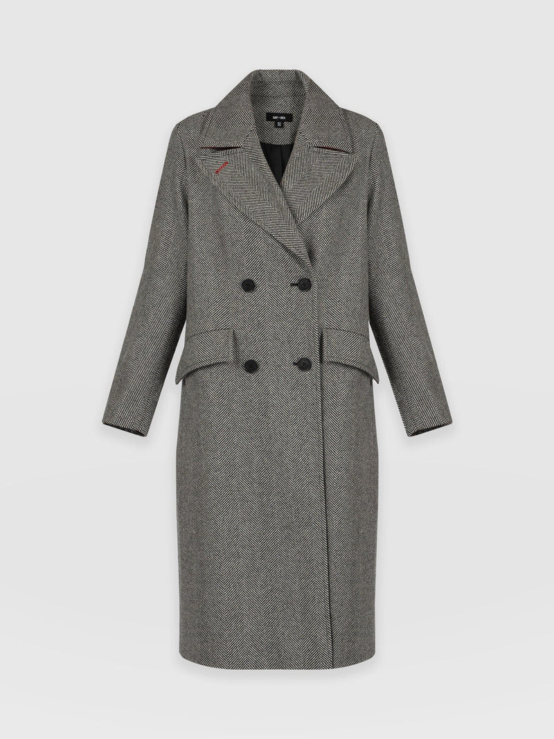 Hampton Coat Monochrome Chevron - Women's Coats | Saint + Sofia® USA