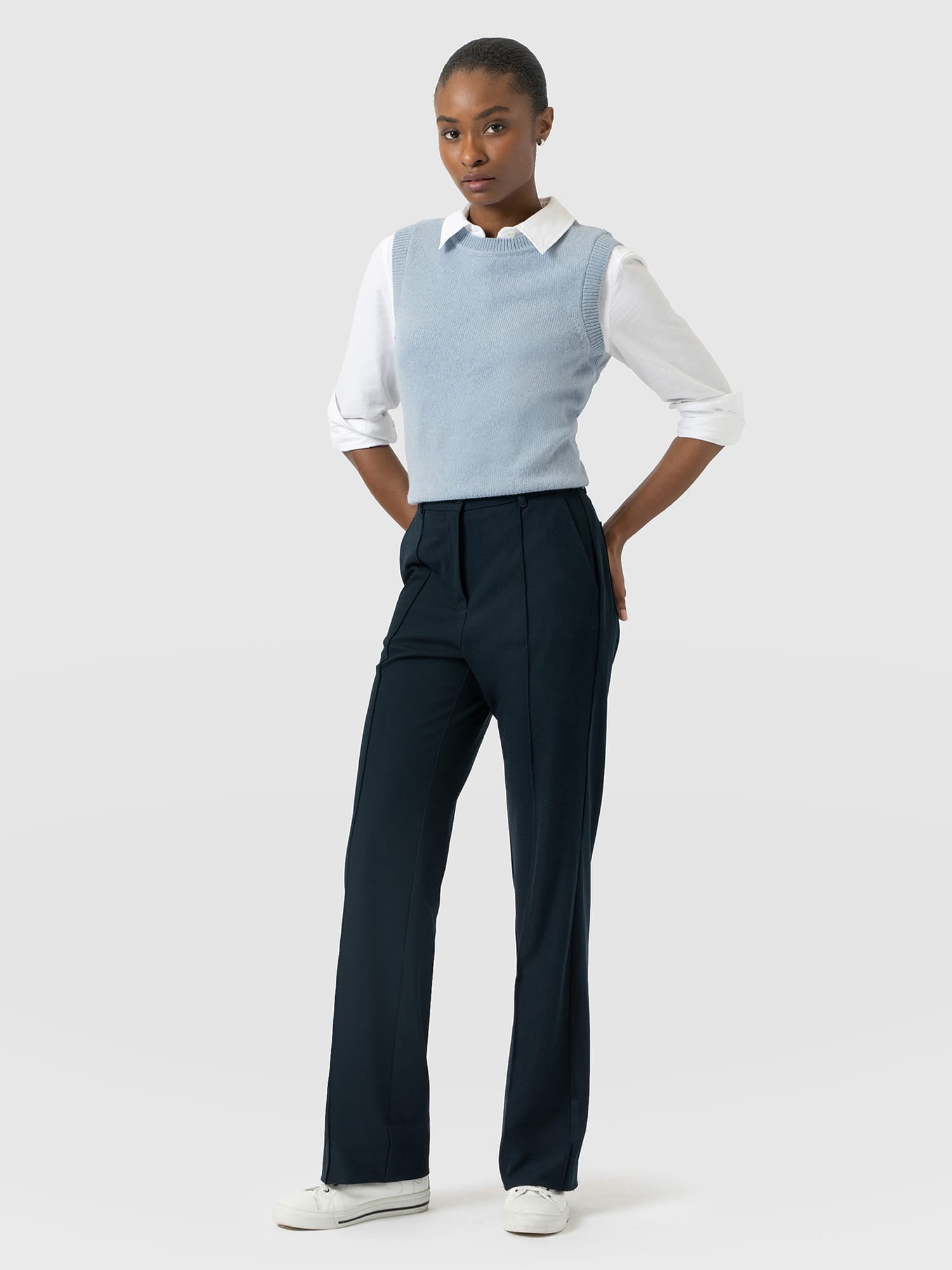 Harlow Straight Leg Pant - Navy - Women's Trousers | Saint and Sofia® USA