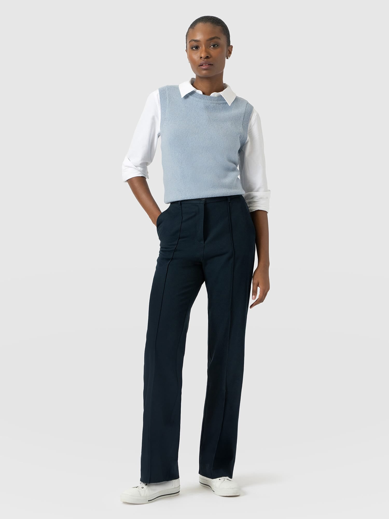 Harlow Straight Leg Pant - Navy - Women's Trousers | Saint and Sofia® USA