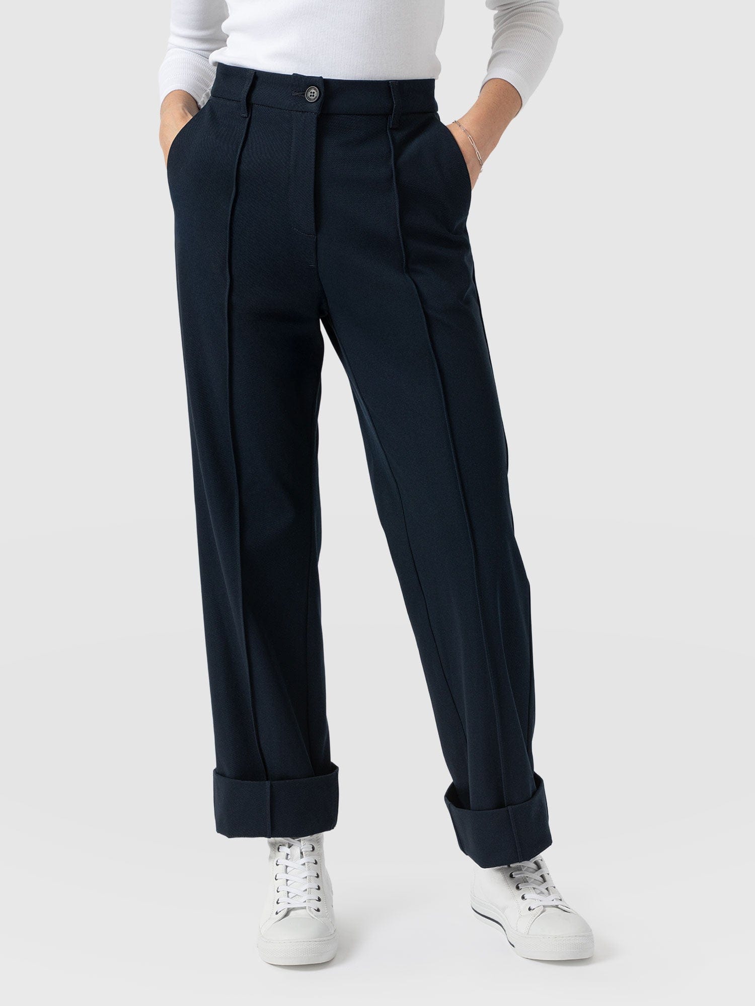 Harlow Straight Leg Pant - Navy - Women's Trousers | Saint + Sofia® USA