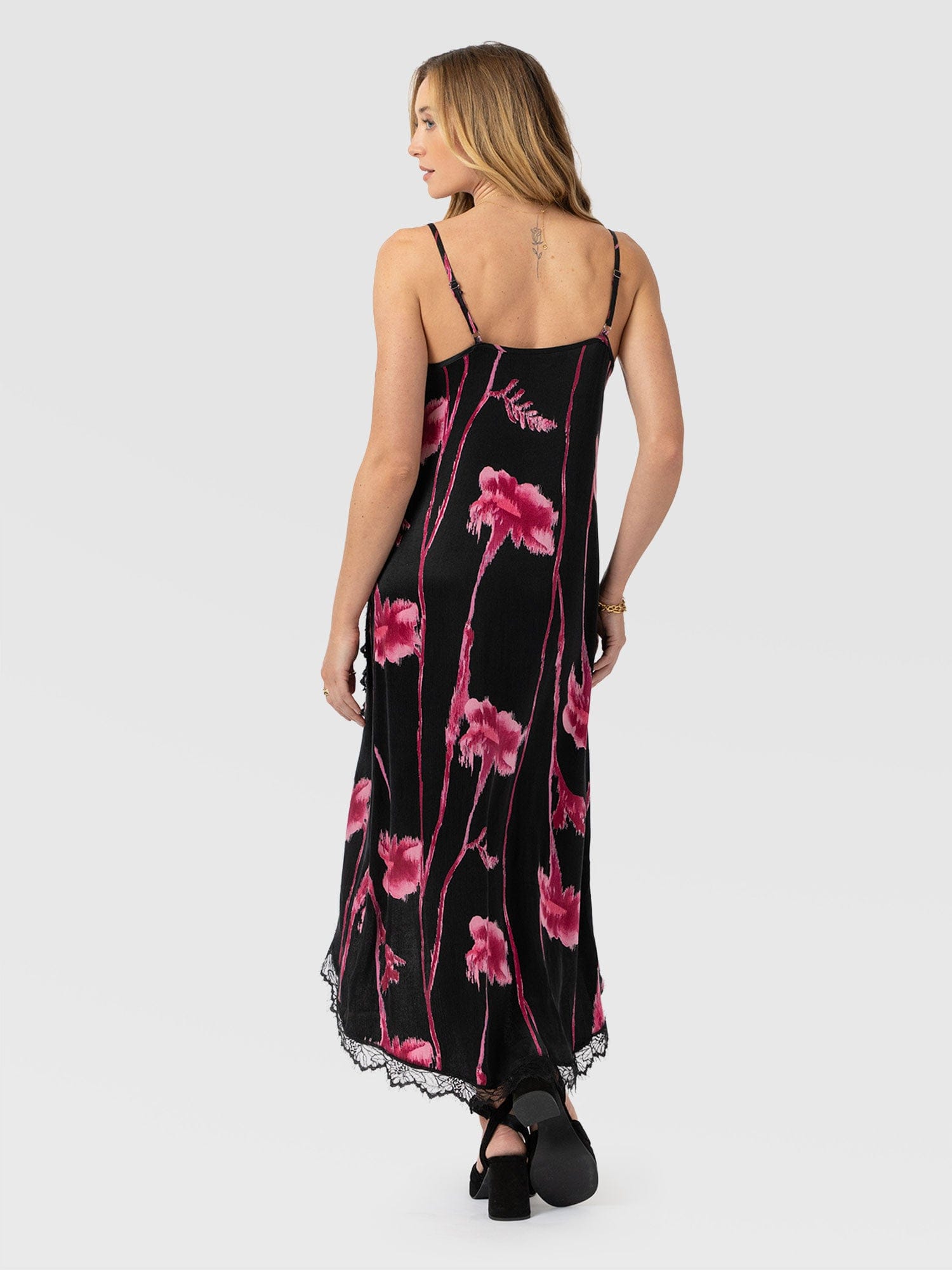 Harper Lace Cami Dress - Pink Stem Floral - Women's Dresses | Saint and Sofia® USA