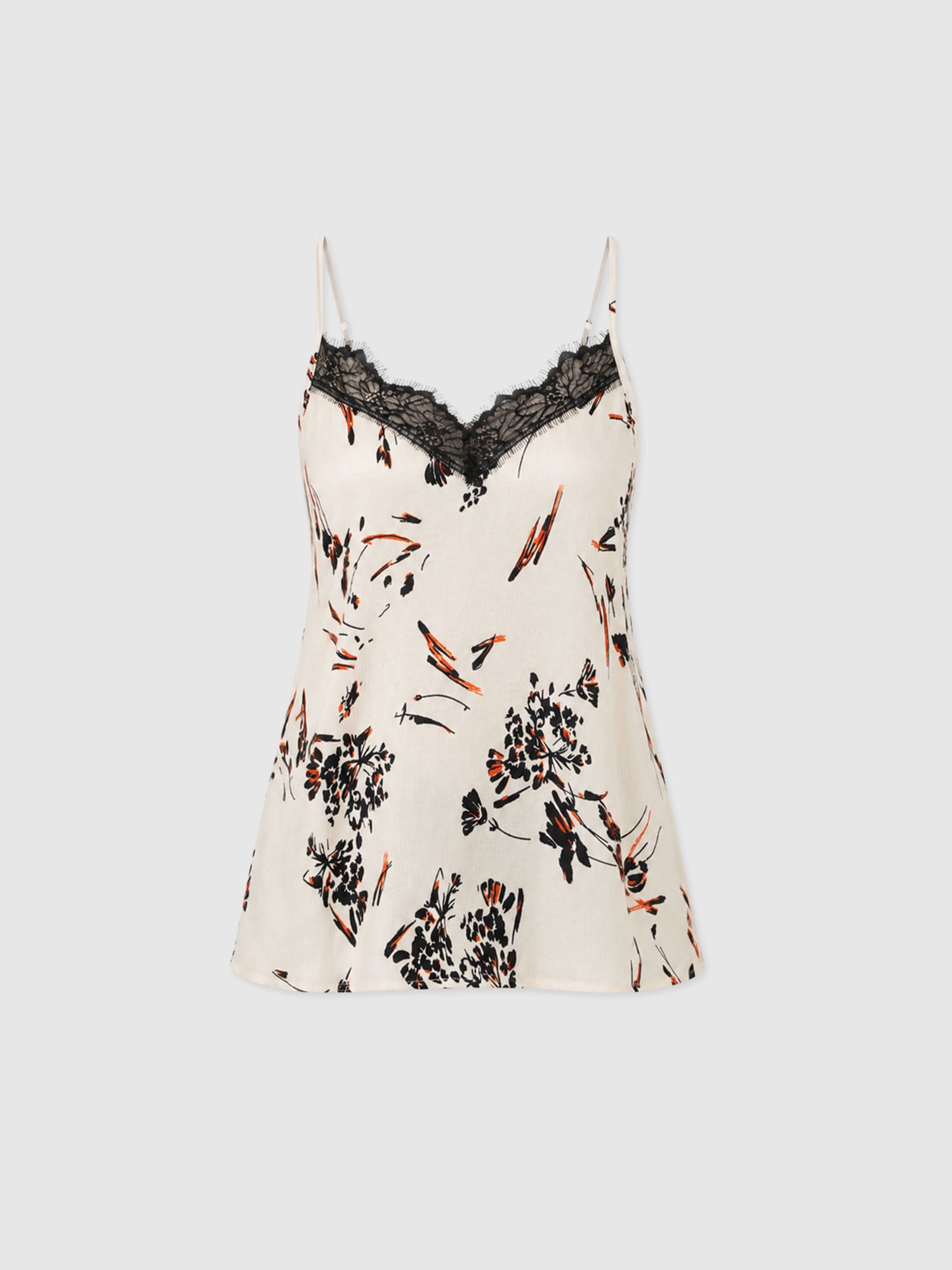 Harper Lace Cami - White Mist Floral - Women's T-shirts | Saint and Sofia® USA