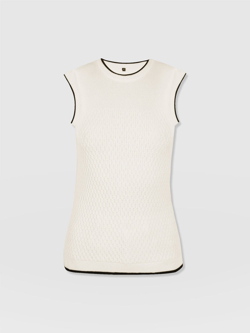 Honeycomb Sleeveless Rib Knit  - Cream - Women's Knitwears | Saint + Sofia® USA