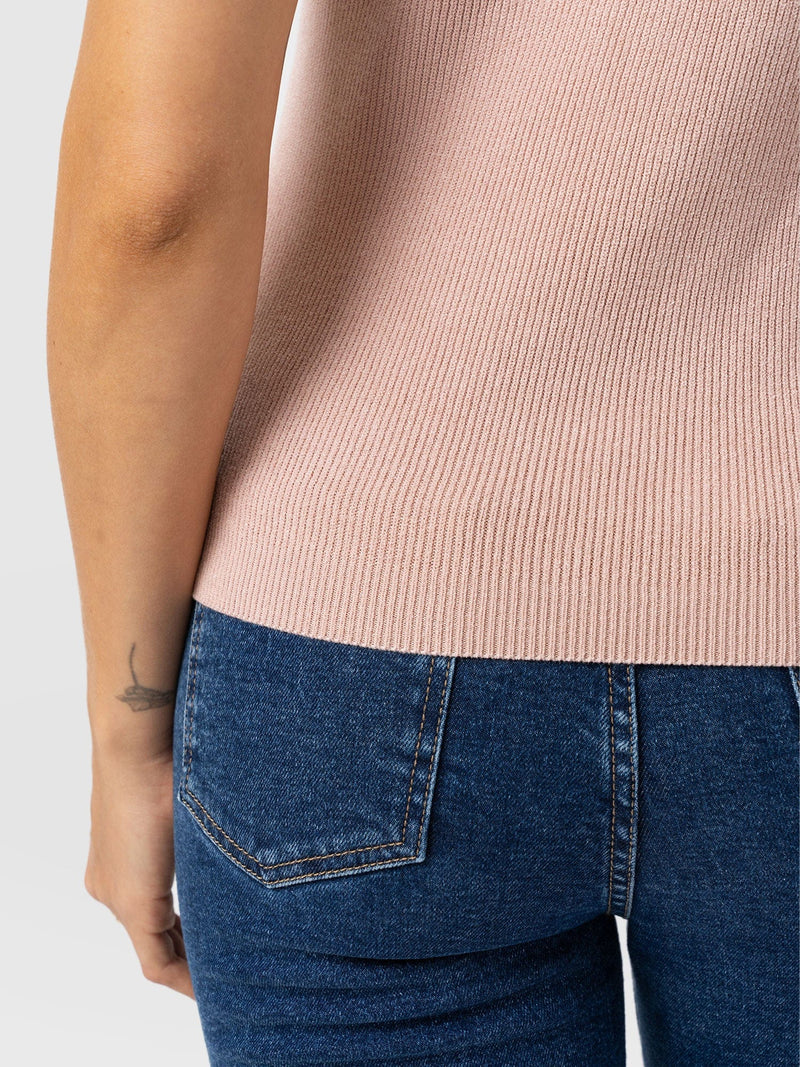 Honeycomb Sleeveless Rib Knit - Pale Pink - Women's Knitwears | Saint + Sofia? USA