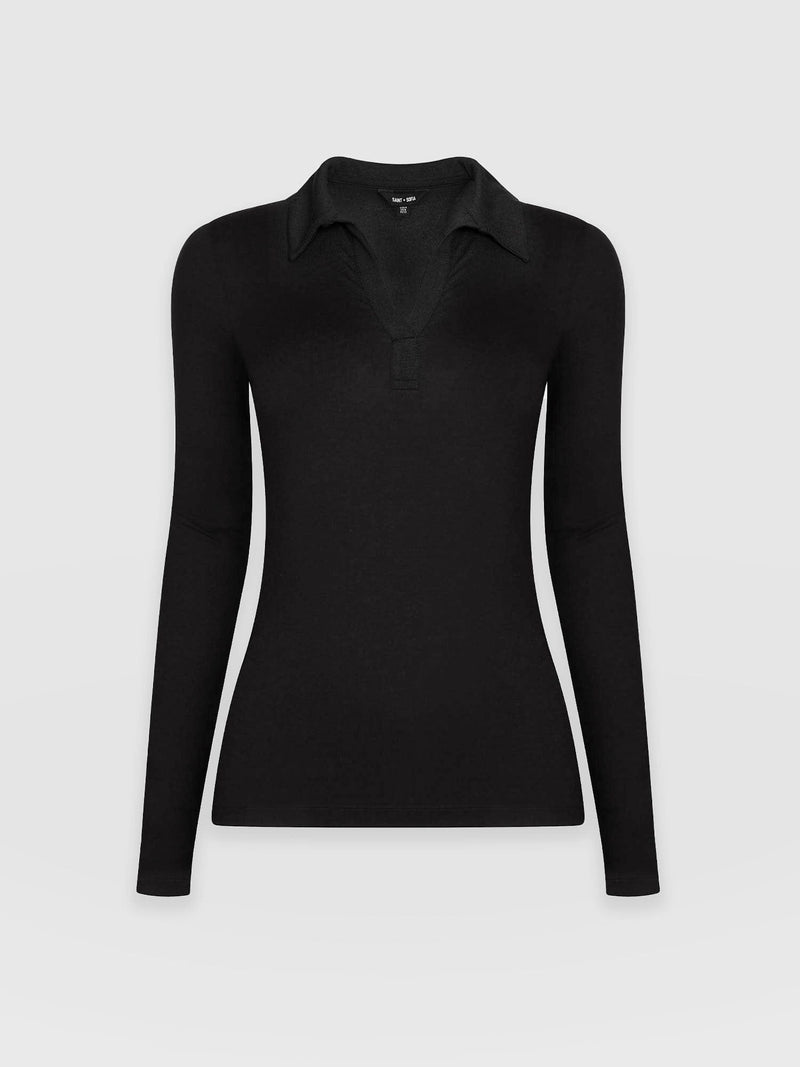 Isla Polo Tee Black - Women's T-Shirts | Saint + Sofia® USA