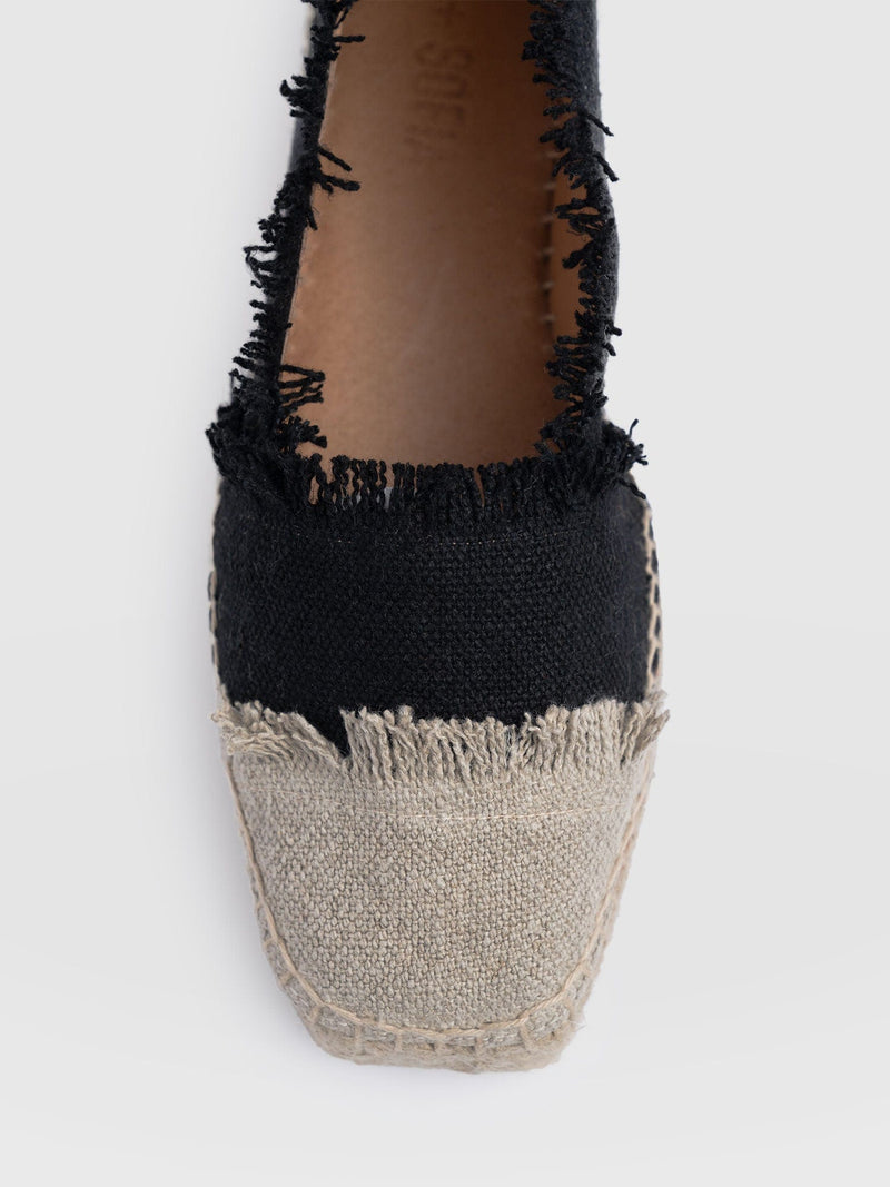 Ivy Frayed Espadrille Pumps - Black - Women's Sandals | Saint + Sofia® USA