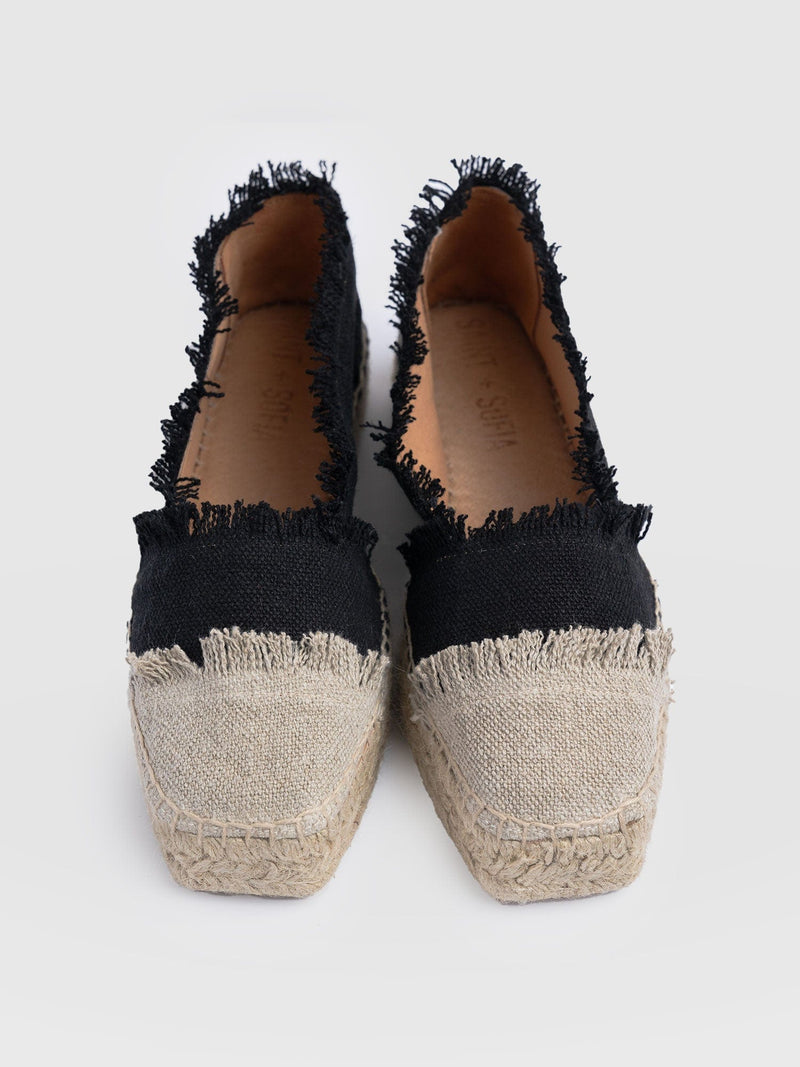 Ivy Frayed Espadrille Pumps - Black - Women's Sandals | Saint + Sofia® USA