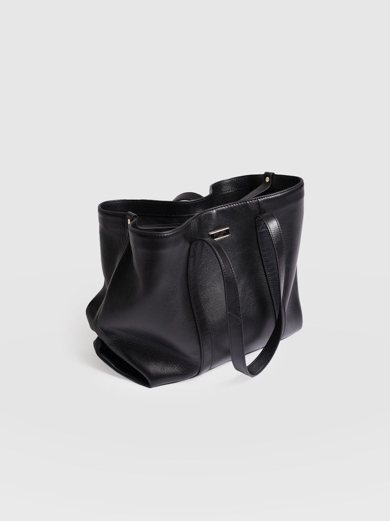 Kara Shopper Bag - Black Leather - Women's Handbags | Saint + Sofia® USA