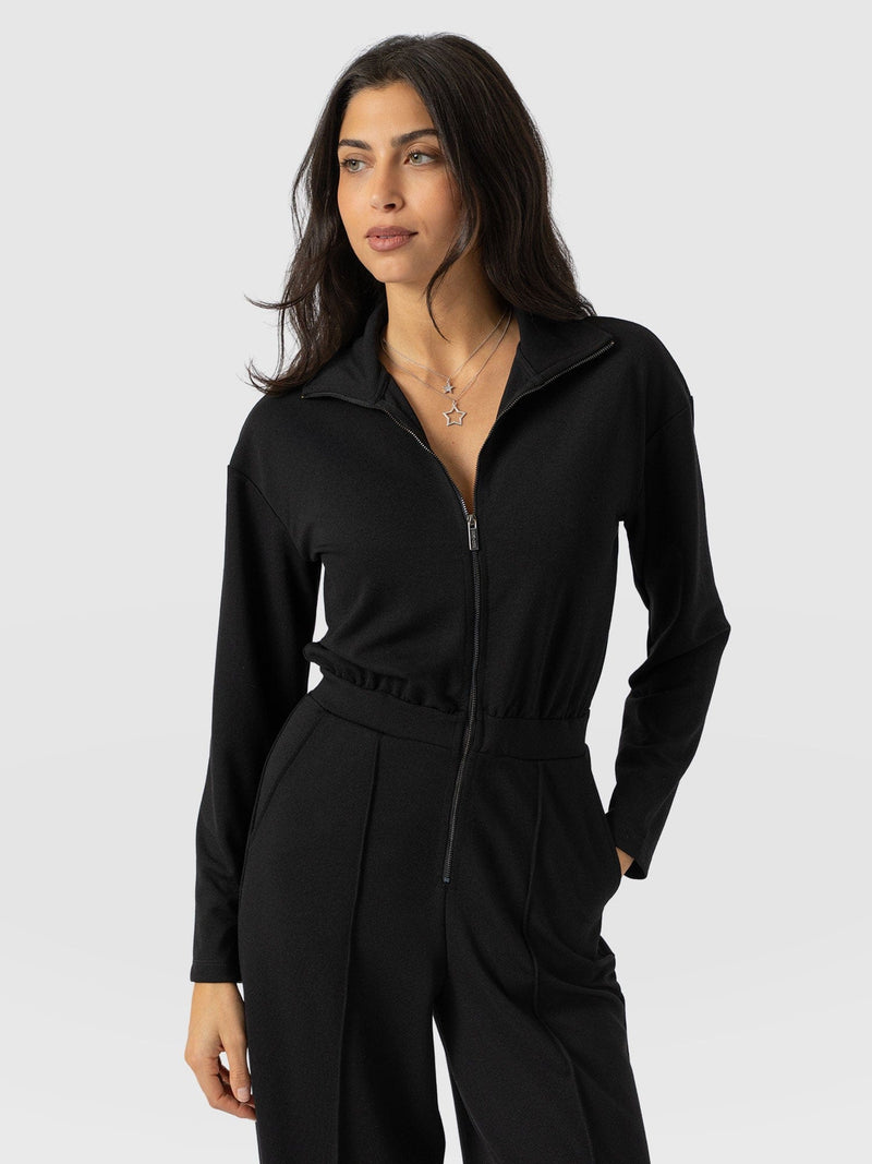Keller Long Sleeve Jumpsuit - Black - Women's Jumpsuits | Saint + Sofia® USA