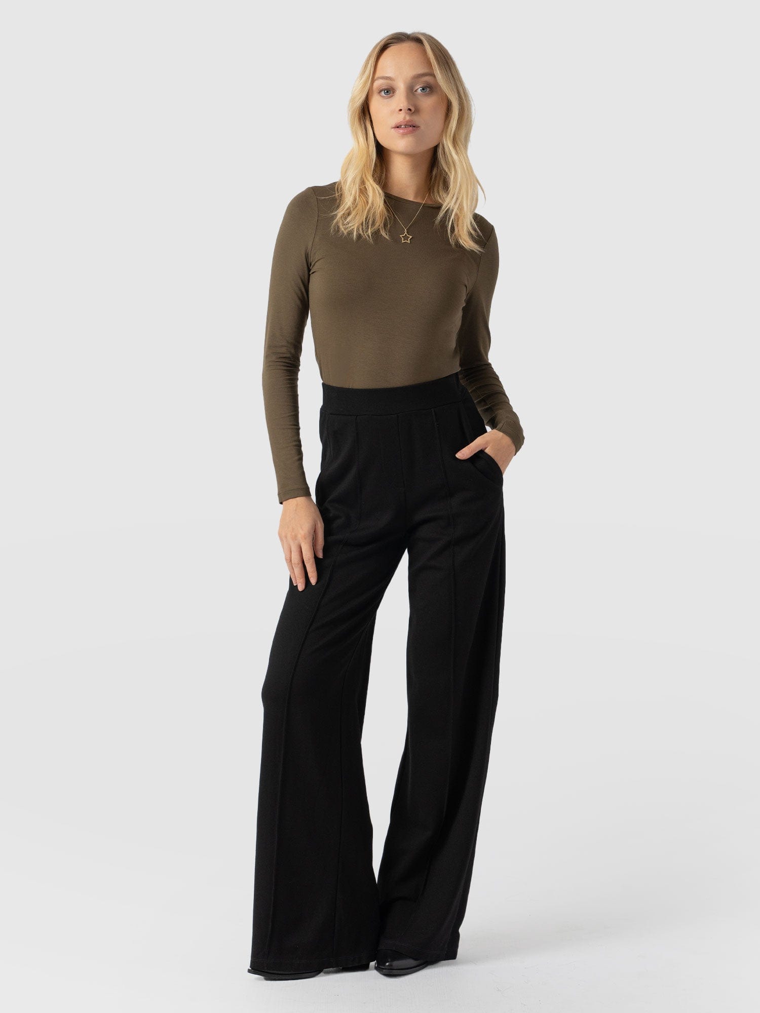 Keller Wide Leg Pant - Khaki