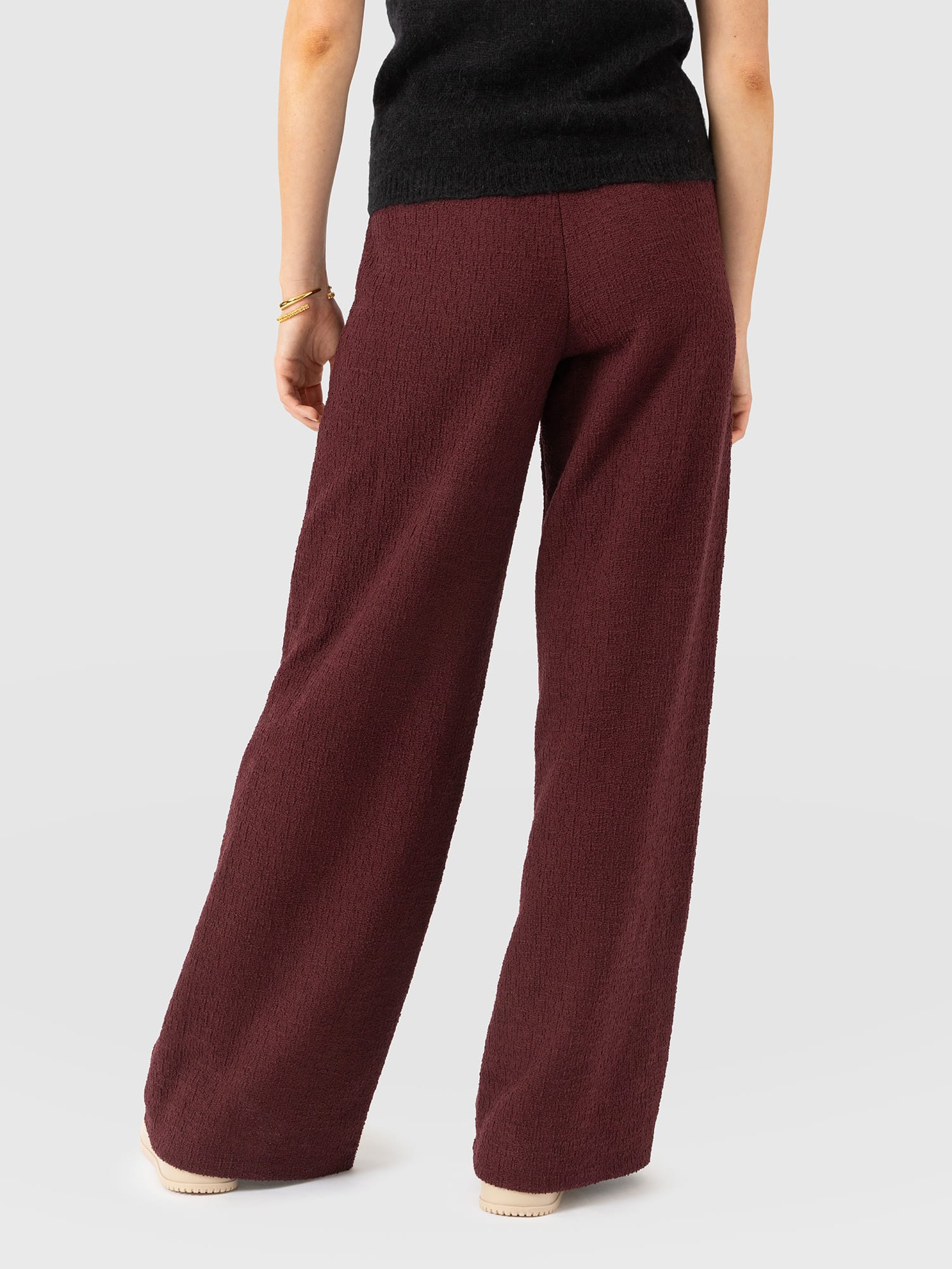 Keller Wide Leg Pant - Burgundy Boucle - Women's Pants | Saint and Sofia® USA