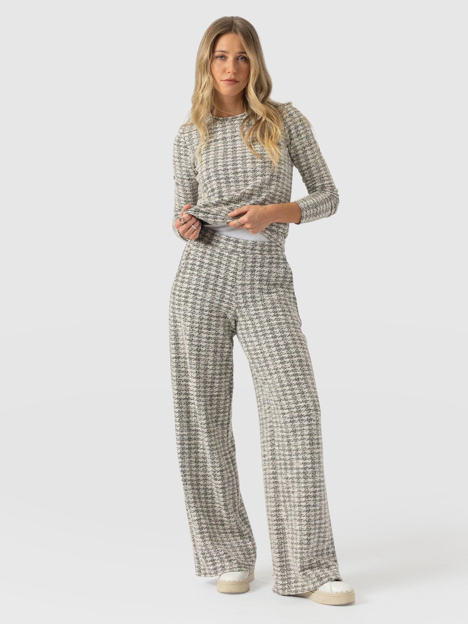 Keller Wide Leg Pant - Cream Boucle - Women's Pants | Saint + Sofia® USA