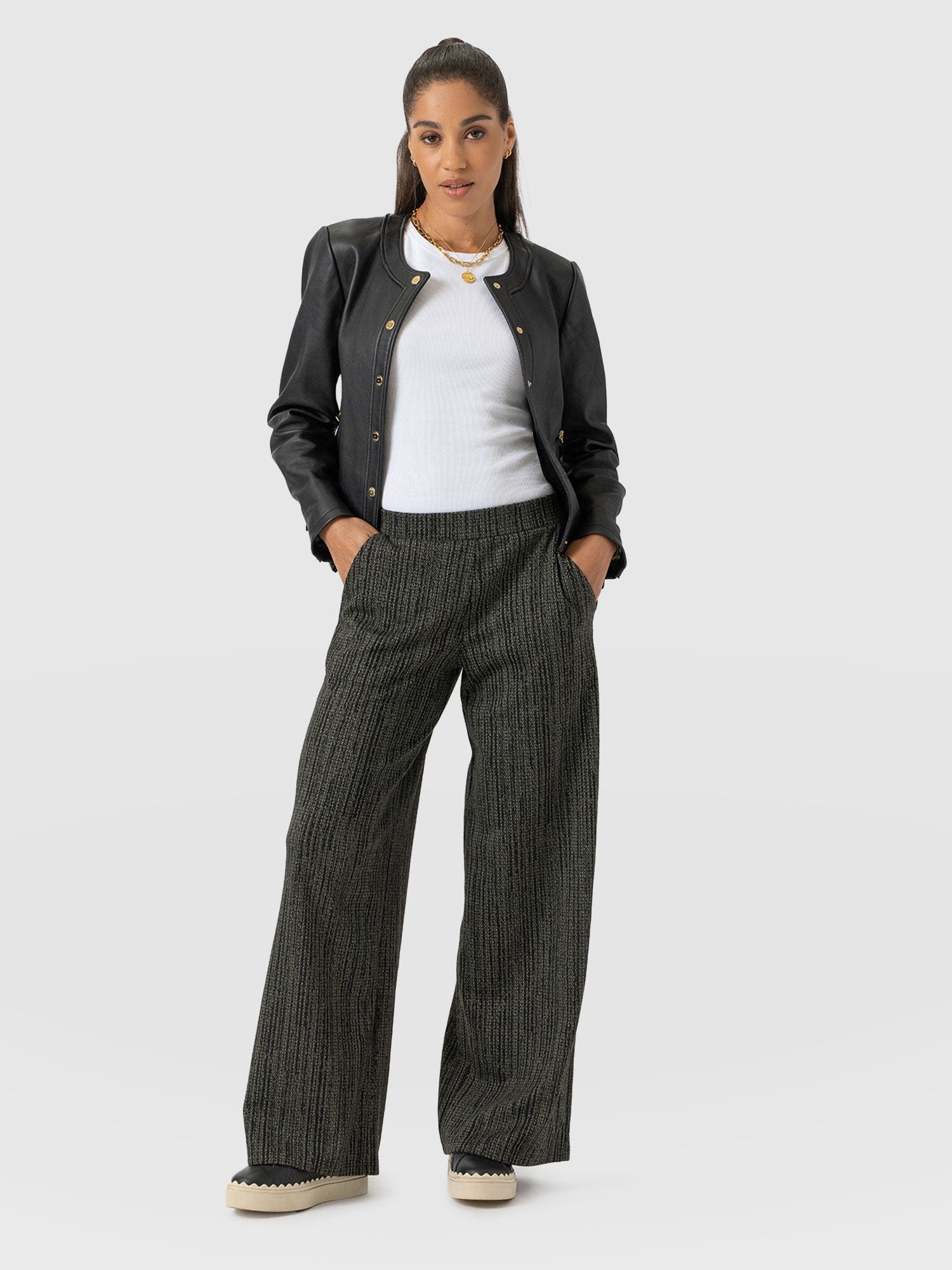 Keller Wide Leg Pant Green Texture - Women's Pants | Saint + Sofia® US