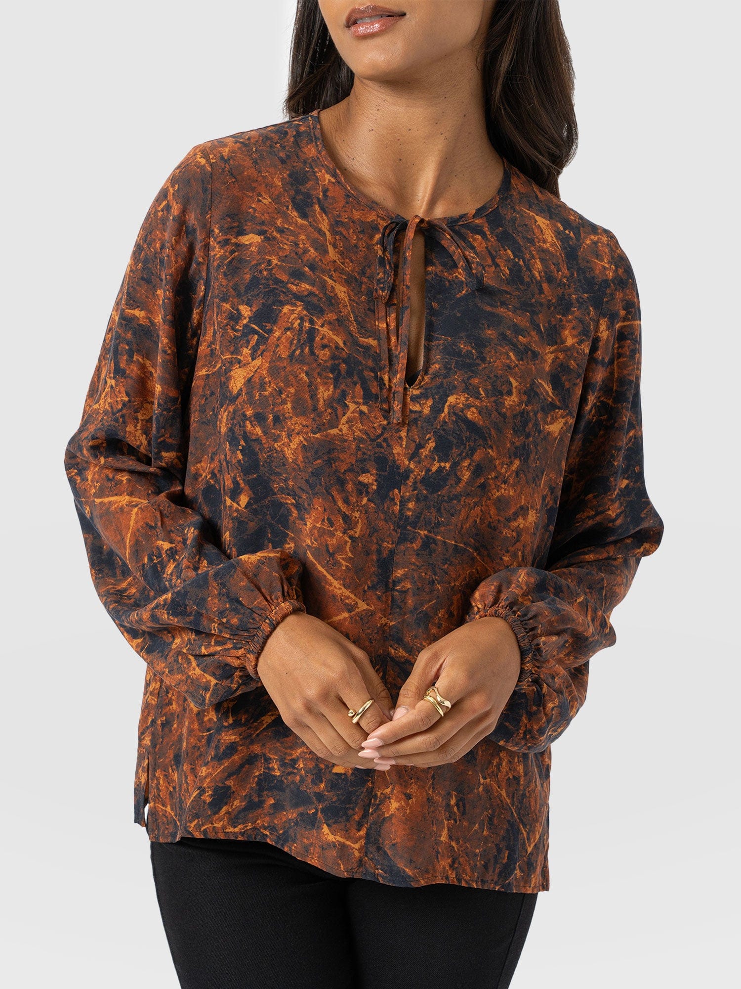 Kristen Blouse - Brown Marble - Women's Blouses | Saint + Sofia® USA