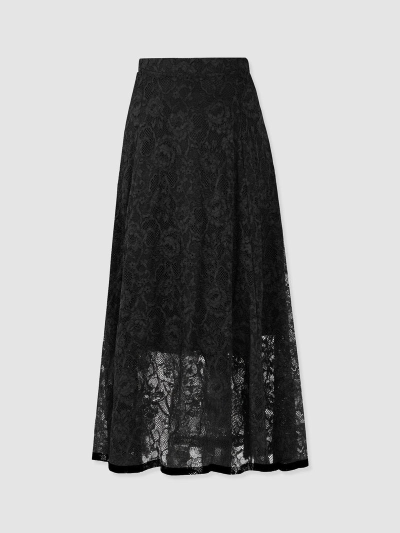 Lana A - Line Skirt - Black Lace - Women's Skirts | Saint + Sofia® USA