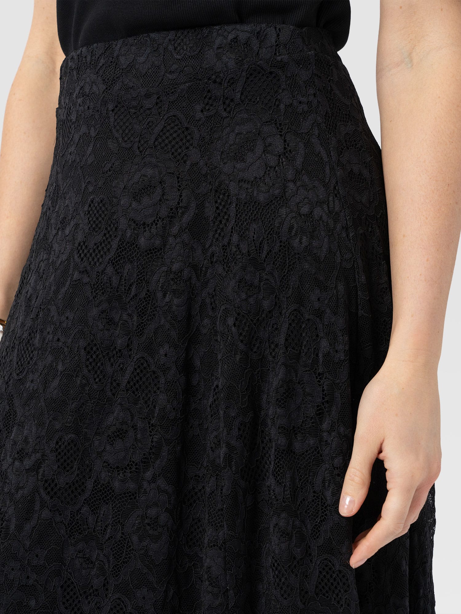 Lana A - Line Skirt - Black Lace - Women's Skirts | Saint + Sofia® USA