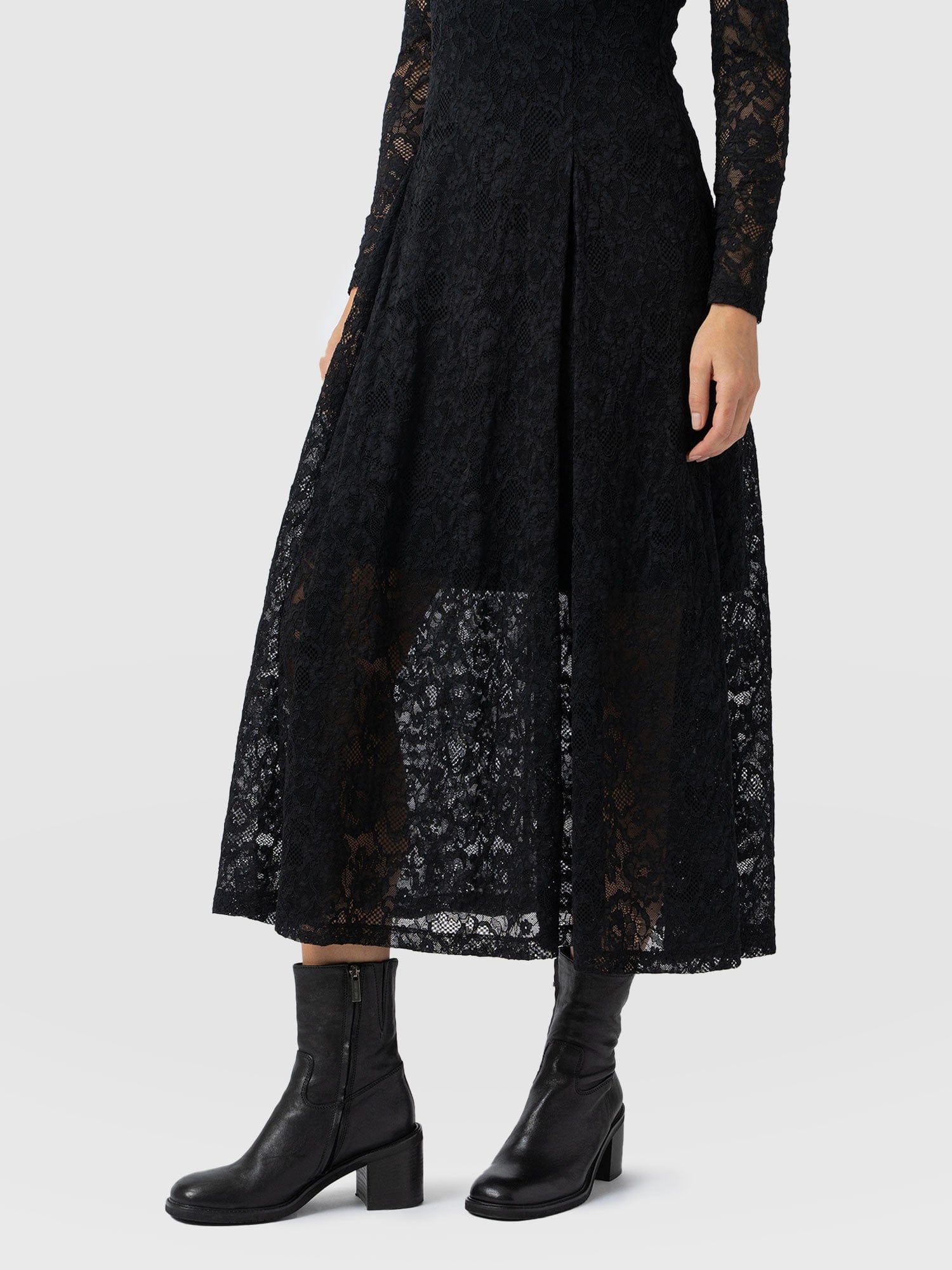 Lana Pleated Dress - Black Lace - Women's Dresses | Saint + Sofia® USA