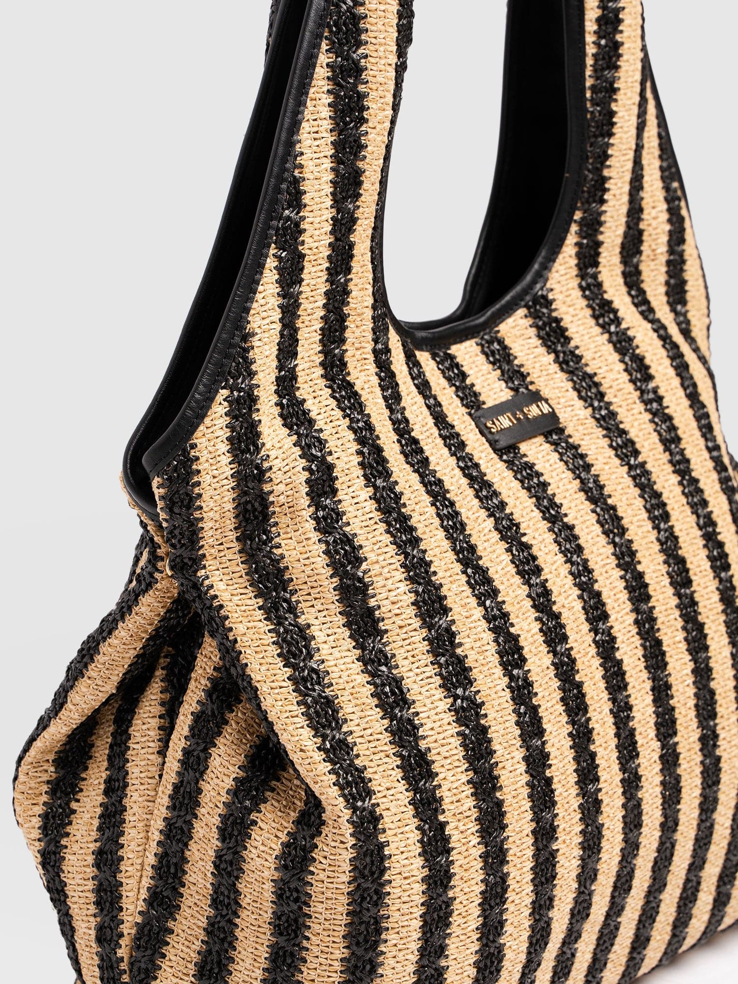 Large Stella Shoulder Tote Bag - Black Raffia - Women's Handbags | Saint + Sofia® USA
