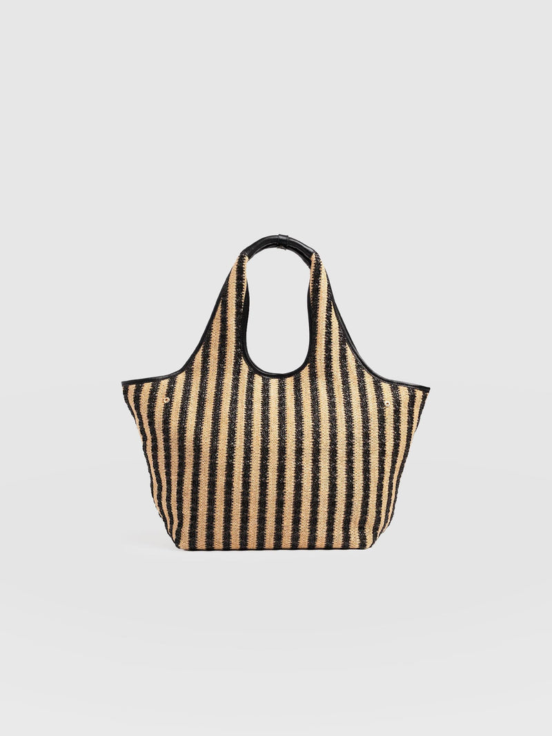 Large Stella Shoulder Tote Bag - Black Raffia - Women's Handbags | Saint + Sofia® USA