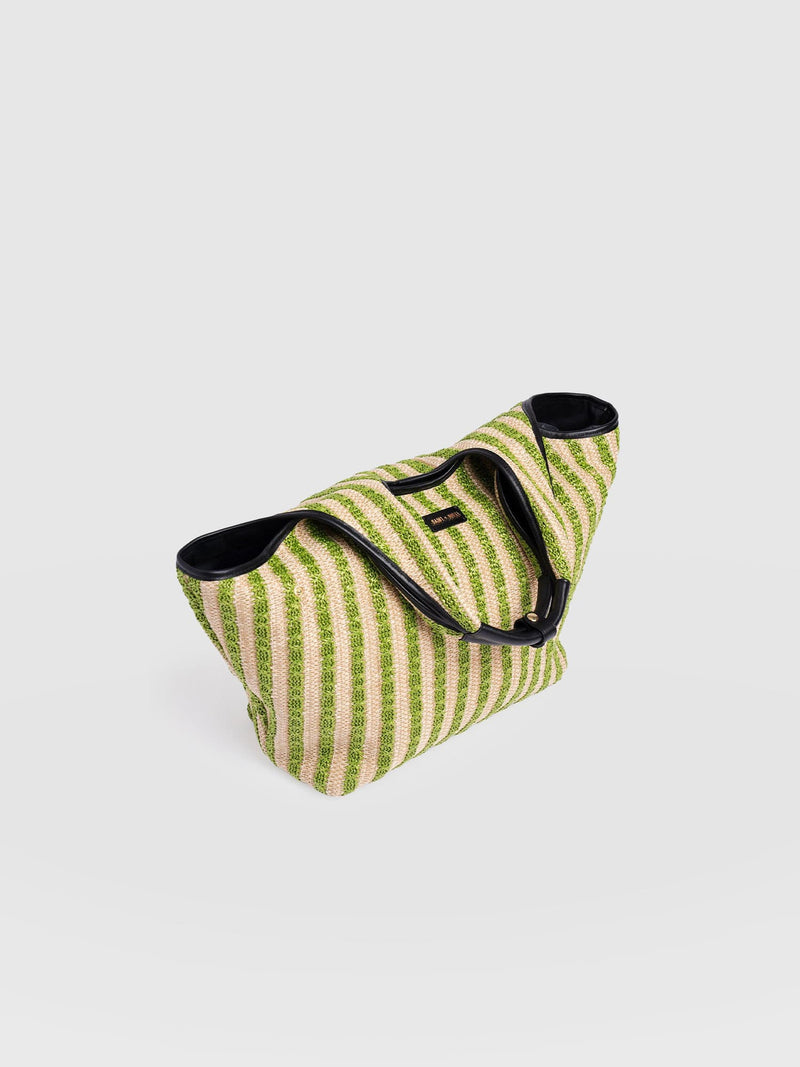 Large Stella Shoulder Tote Bag - Green Raffia - Women's Handbags | Saint + Sofia® USA