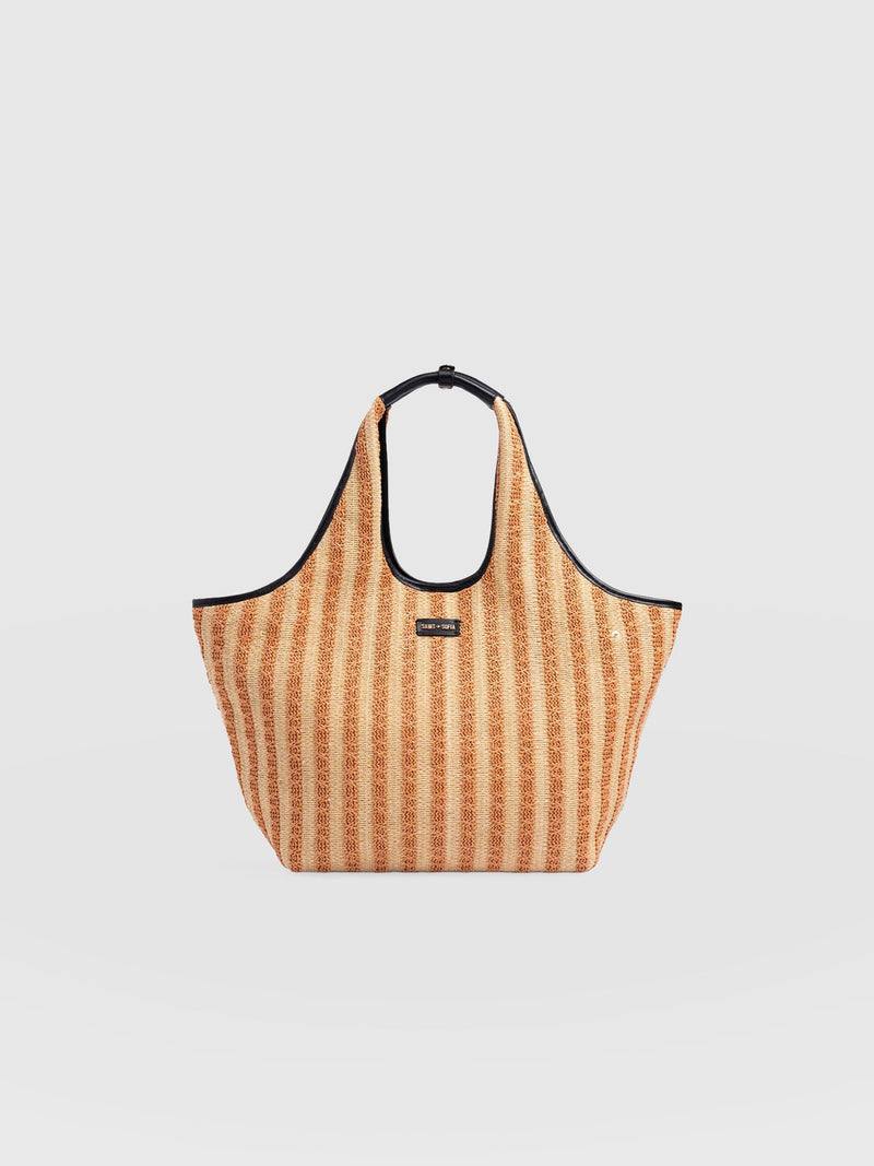 Large Stella Shoulder Tote Bag - Orange Raffia - Women's Handbags | Saint + Sofia® USA