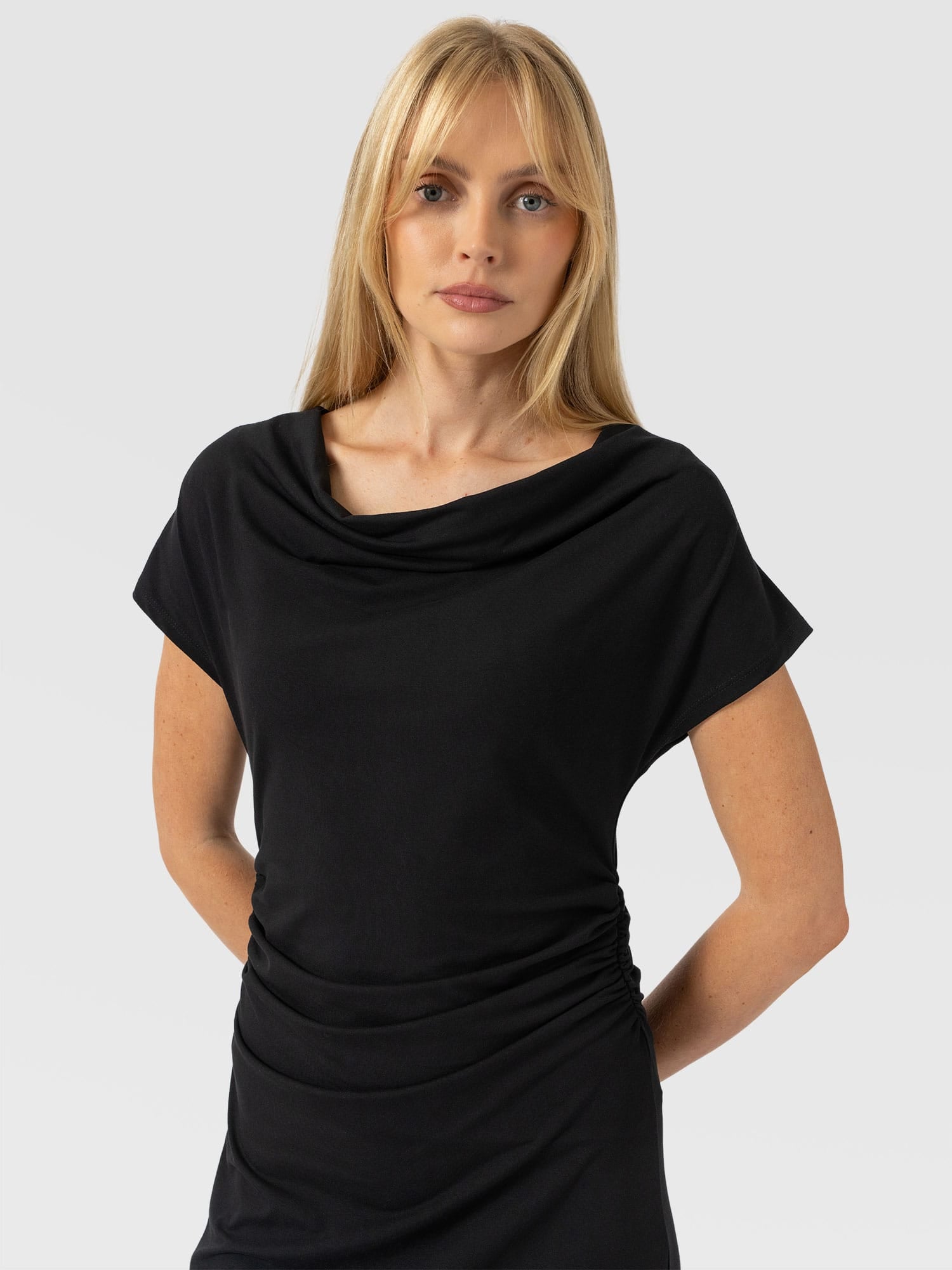 Laurie Cowl Neck Dress - Black - Women's Dresses | Saint and Sofia® USA