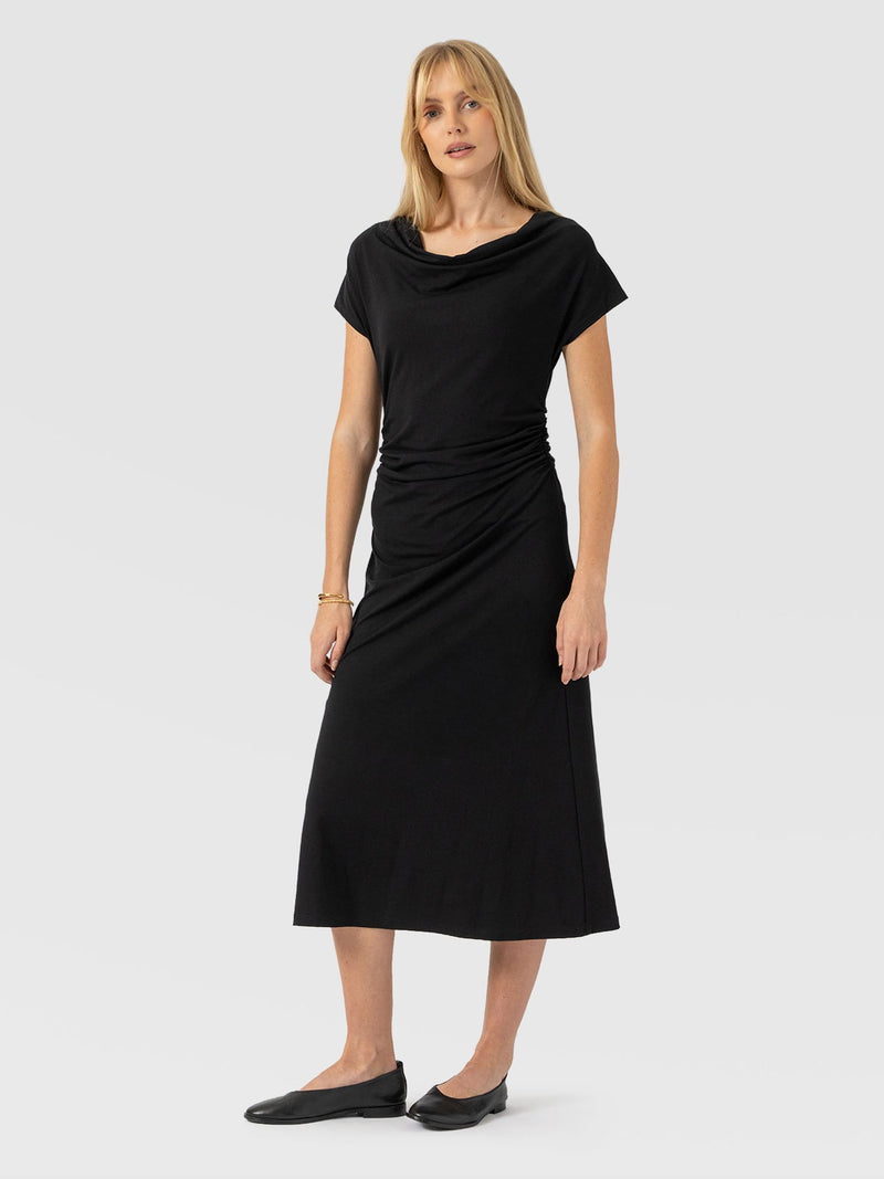 Laurie Cowl Neck Dress - Black - Women's Dresses | Saint and Sofia® USA