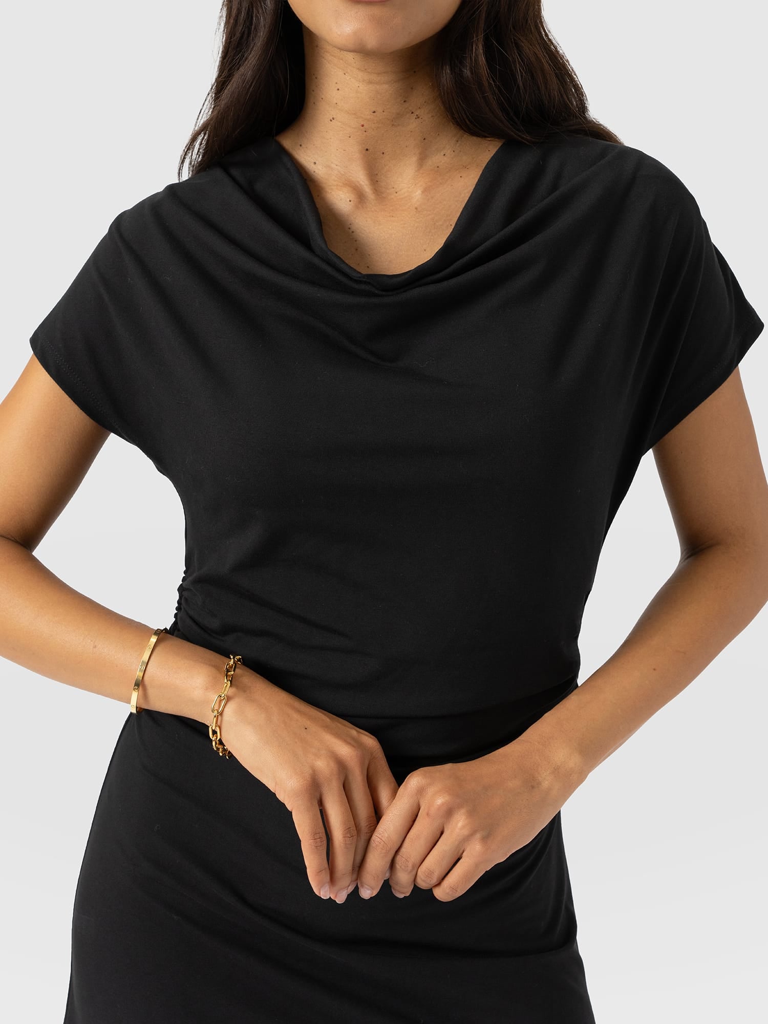 Laurie Cowl Neck Dress - Black - Women's Dresses | Saint + Sofia® USA