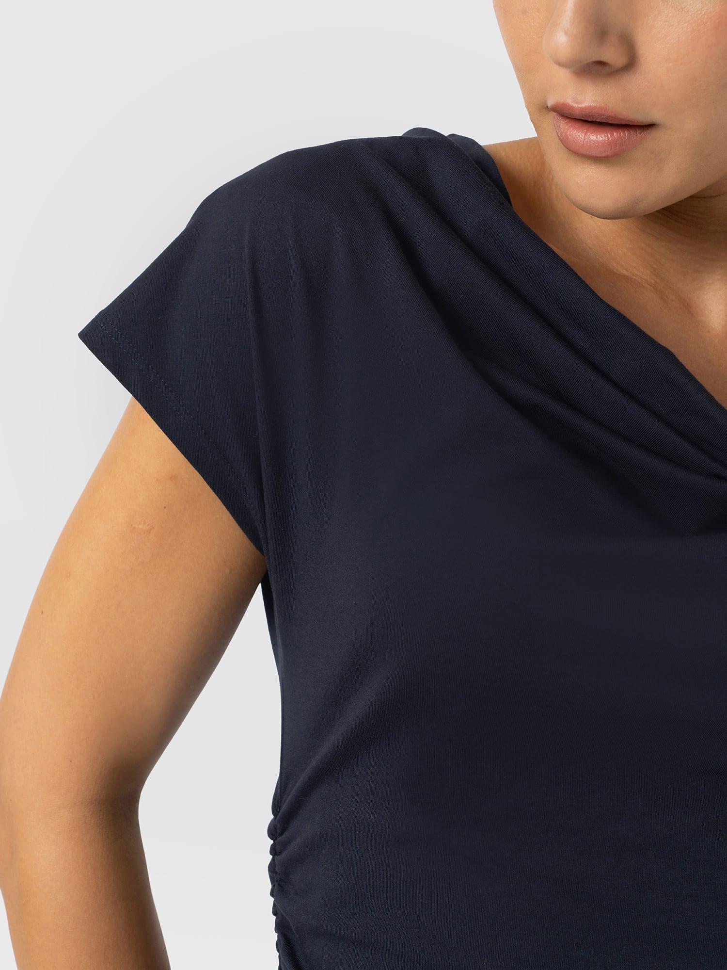 Laurie Cowl Neck Dress - Navy - Women's Dresses | Saint and Sofia® USA