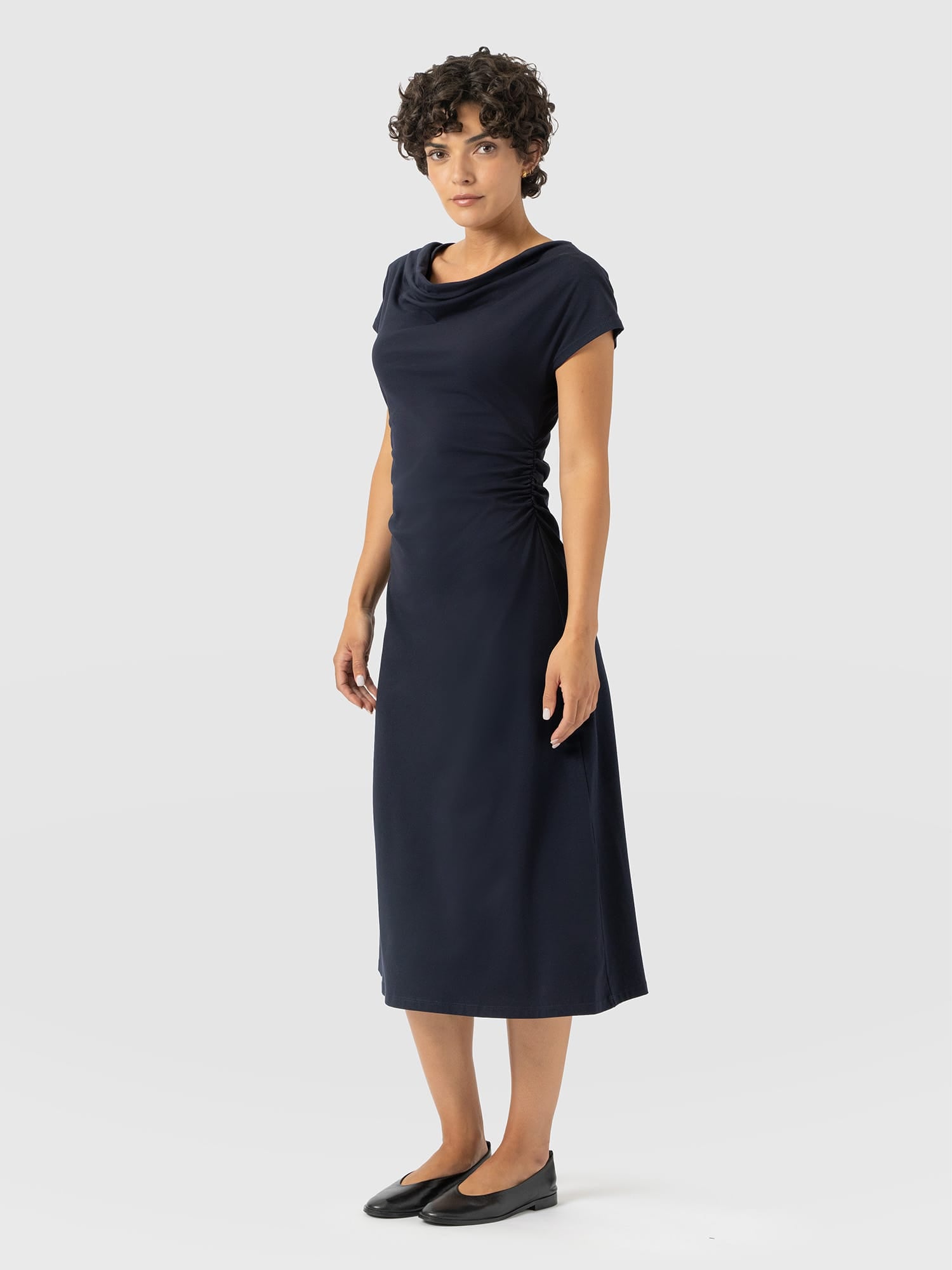 Laurie Cowl Neck Dress - Navy - Women's Dresses | Saint and Sofia® USA