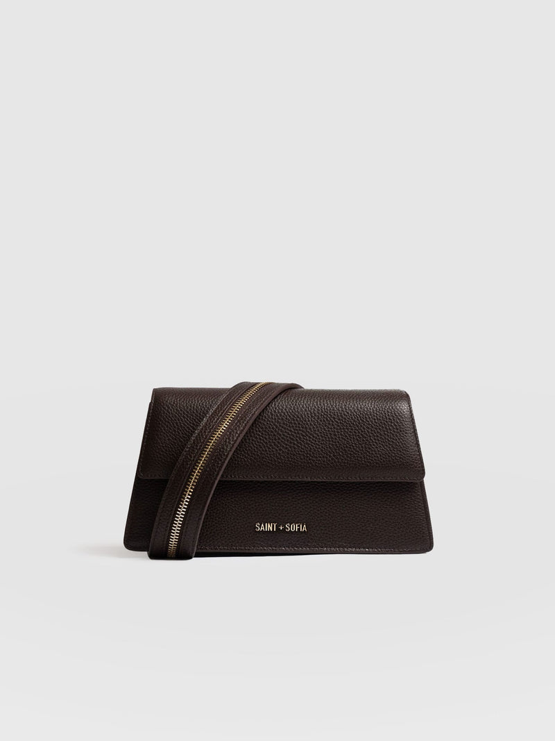 Lennox Half Flap Bag - Chocolate - Women's Handbags | Saint + Sofia® USA