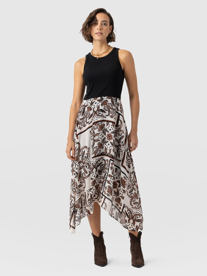 Lila Hanky Hem Dress - Cream Paisley - Women's Dresses | Saint + Sofia? USA