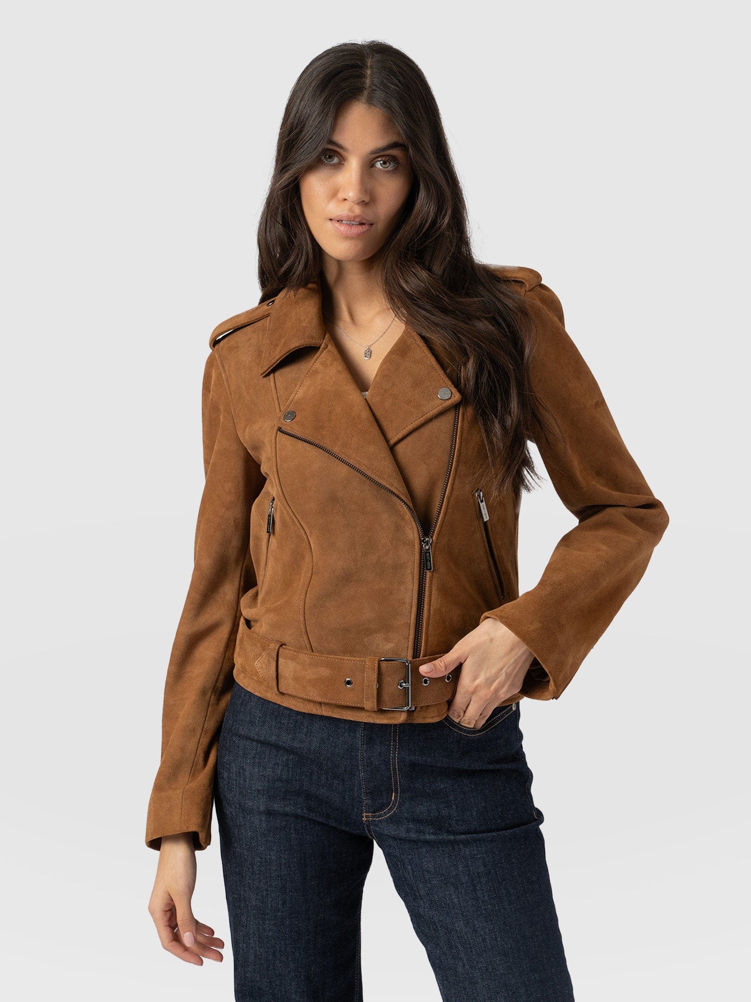 Luther Suede Jacket - Camel - Women's Leather Jacket | Saint + Sofia® US