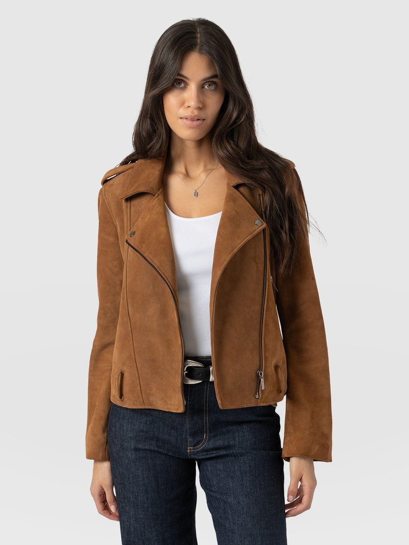 Luther Suede Jacket - Camel - Women's Leather Jacket | Saint + Sofia® US