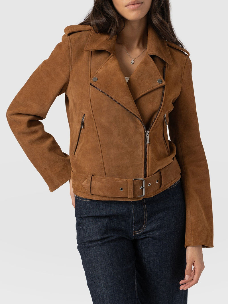 Luther Suede Jacket - Camel - Women's Leather Jacket | Saint + Sofia® US