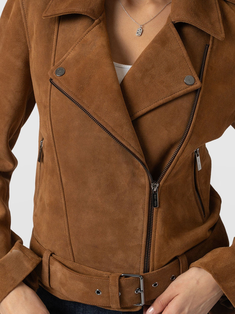 Luther Suede Jacket - Camel - Women's Leather Jacket | Saint + Sofia® US