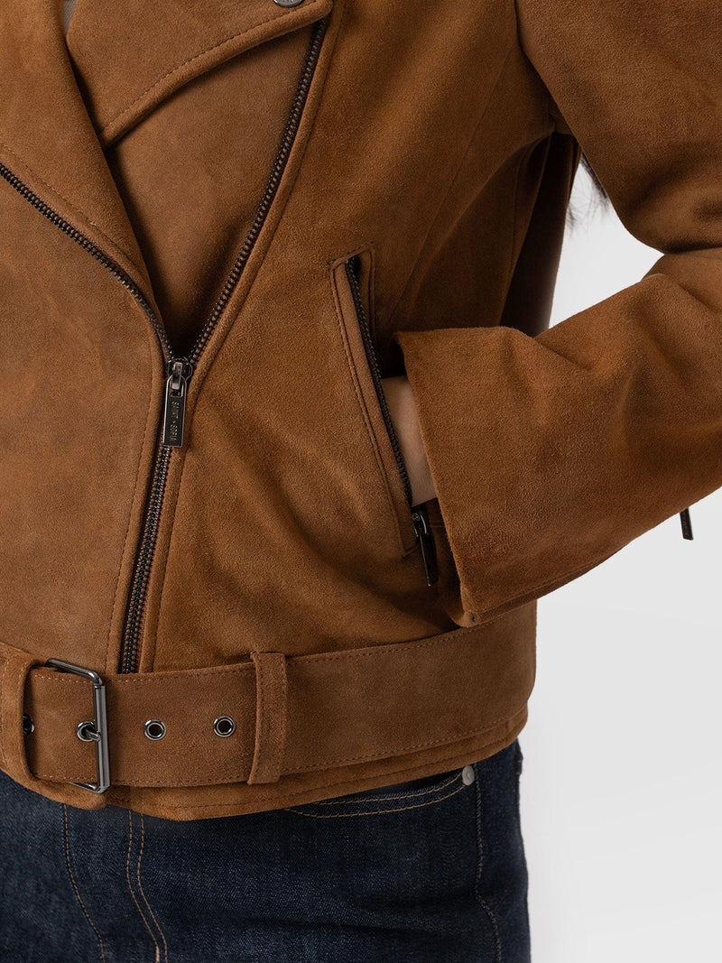 Luther Suede Jacket - Camel - Women's Leather Jacket | Saint + Sofia® US