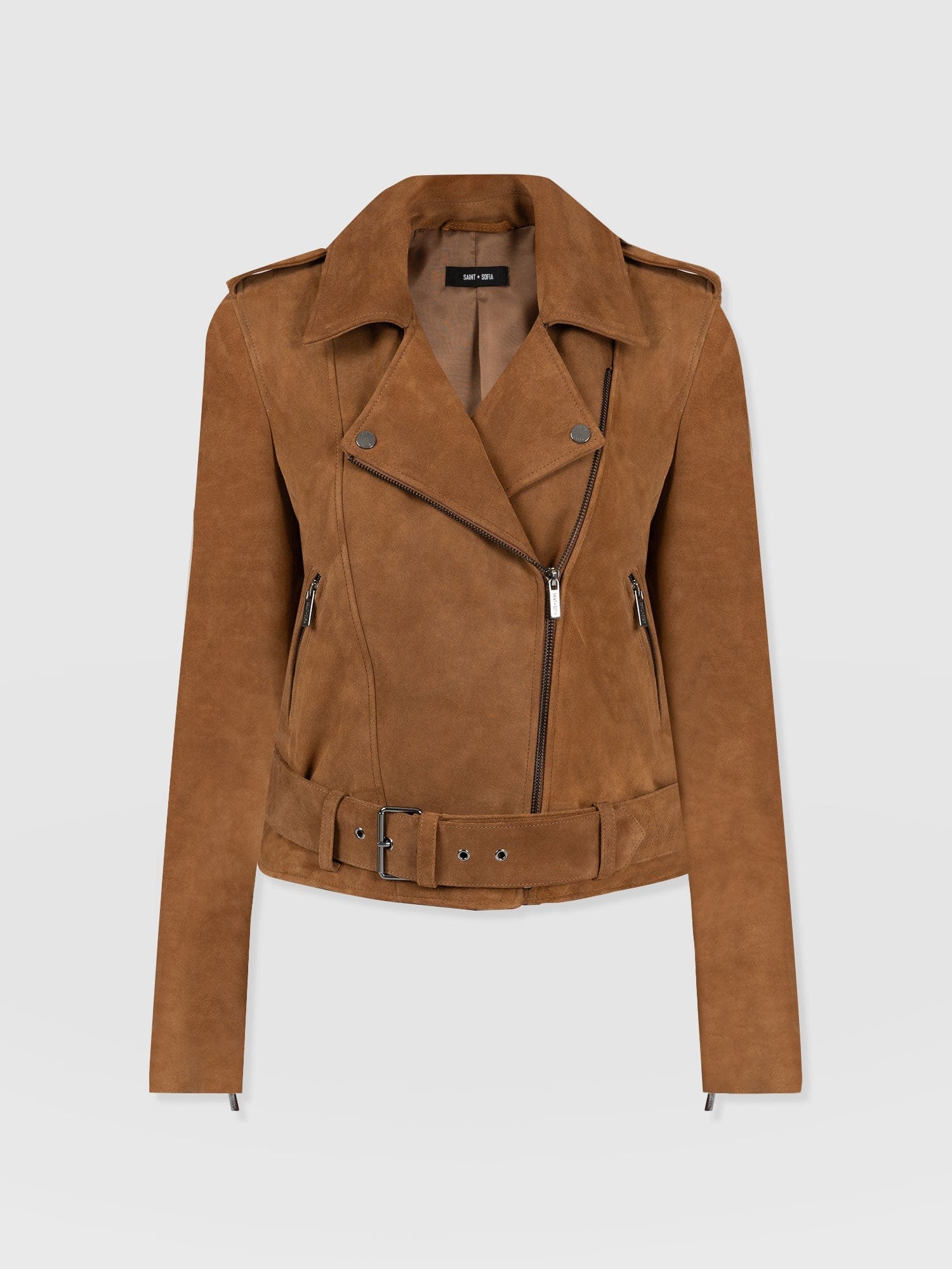 Luther Suede Jacket - Camel - Women's Leather Jacket | Saint + Sofia® US