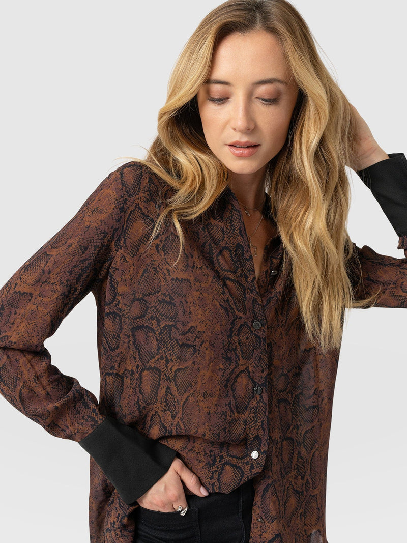 Madison Shirt Brown Snake - Women's Shirts | Saint + Sofia® US